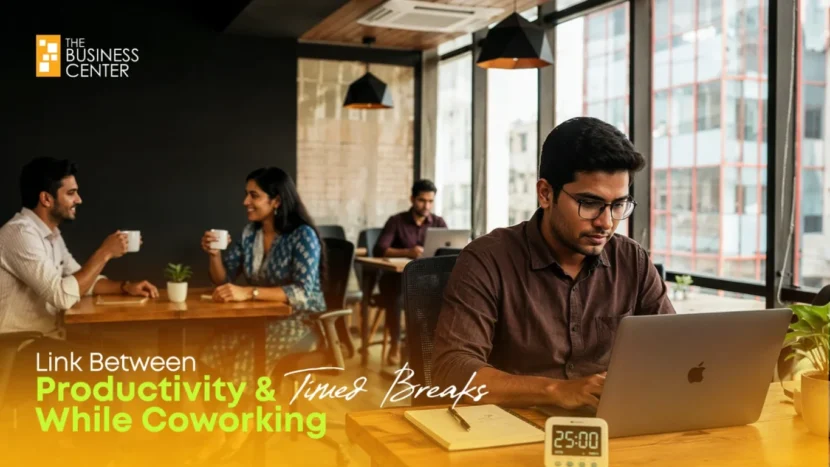 Professional working at a laptop, optimizing coworking space productivity in Dhaka before taking a timed break.